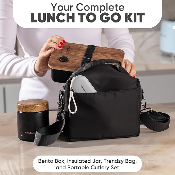 Stainless Steel Vacuum Insulated Food jars set of 2 | wide mouth |Insulated Lunch Container for Hot and Cold Food| Soup |Thermal Lunch Containers | Hot Lunch Box | 16 oz +12 oz| Black | Adults, teens