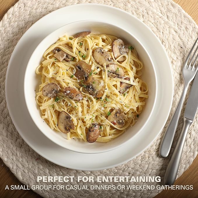 Gibson Home Oslo Porcelain Chip and Scratch Resistant Dinnerware Set, Service for 4 (16pcs), Ceramic Plates and Bowls Dishes Sets, White - Microwave and Dishwasher Safe