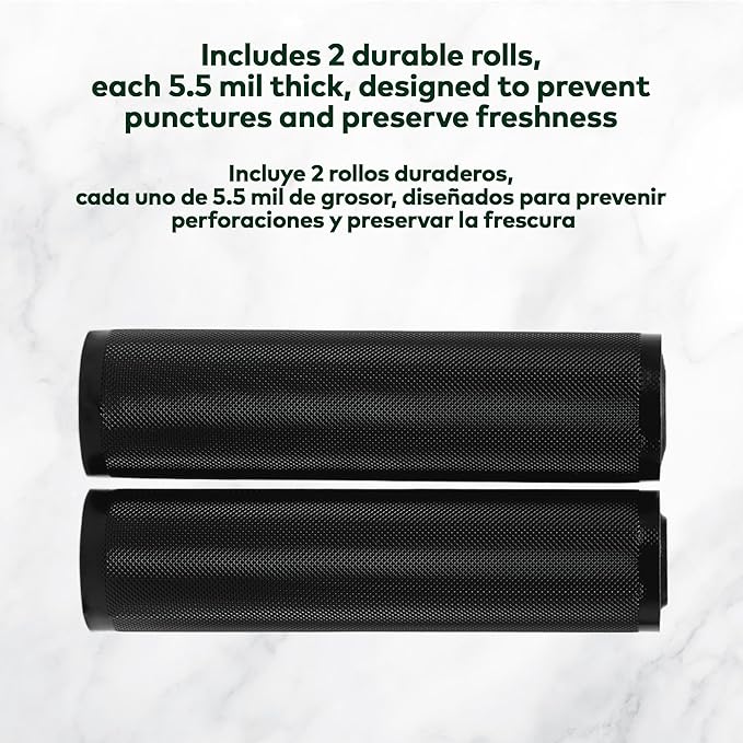 Vacuum Seal Rolls 11" x 25' 2 Pack (50 Feet Total) (Black and Black) 5.5 Mil - BPA Free Commerical Grade Food Saver for Storage, Sous Vide, and Meal Prep Sealer Bag