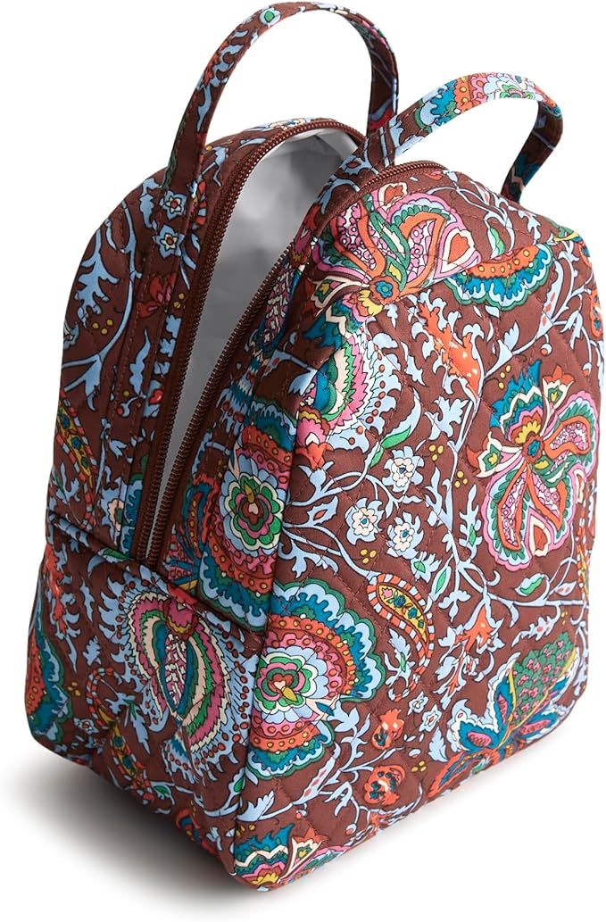 Vera Bradley Women's Premium Cotton Lunch Bag, Marrakesh Cinnamon, One Size