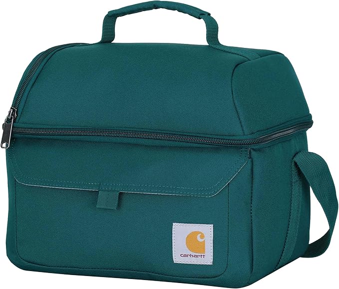 Carhartt 12 Can Two Compartment Lunch Box | Durable, Fully-Insulated Lunch Bag for Women & Men, Duck Blind Case, Large Lunchbox (Greenstone)