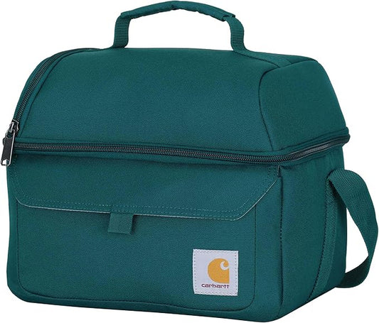 Carhartt 12 Can Two Compartment Lunch Box | Durable, Fully-Insulated Lunch Bag for Women & Men, Duck Blind Case, Large Lunchbox (Greenstone)