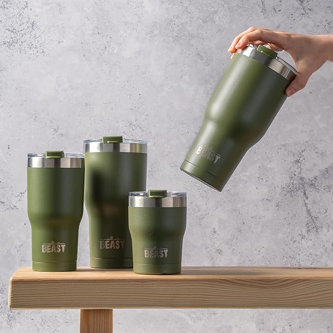Beast 10 oz Tumbler Stainless Steel Vacuum Insulated Coffee Ice Cup Double Wall Travel Flask (Army Green)
