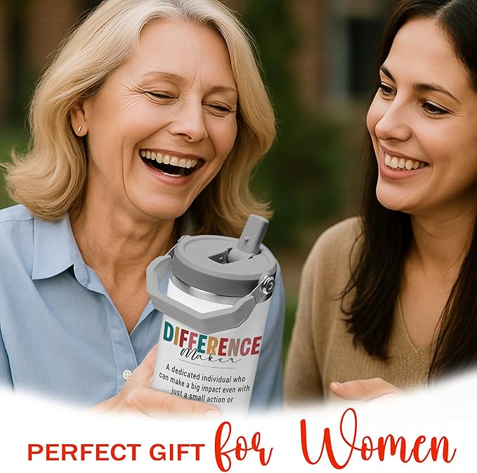 Difference Maker 30oz Tumbler with Handle – Stainless Steel Insulated Travel Tumbler for Women – Motivational Coffee Cup with Lid – Large Capacity Gift for Mom, Friends, Coworkers