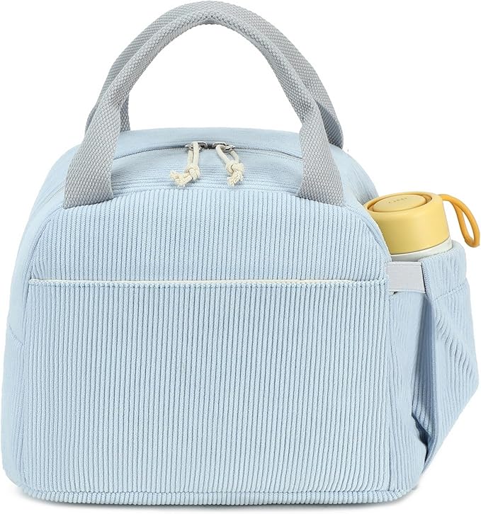 Bluboon Lunch Bag for Women Men Cute Corduroy Lunch Tote Bags Reusable Insulated Lunch Box Large Capacity Reusable Insulated Cooler for Work Picnic or Travel