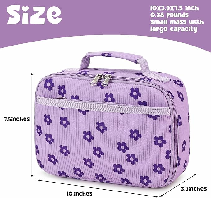 Bluboon Kids Girls Lunch Bag Insulated Lunch Box for school Corduroy Lunch Cooler Organizer School Kids Lunch Tote
