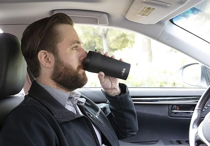 MIRA 12 oz Coffee Travel Mug - Stainless Steel Insulated Tumbler with Leak-Proof Lid - Hot & Cold Cup - Black
