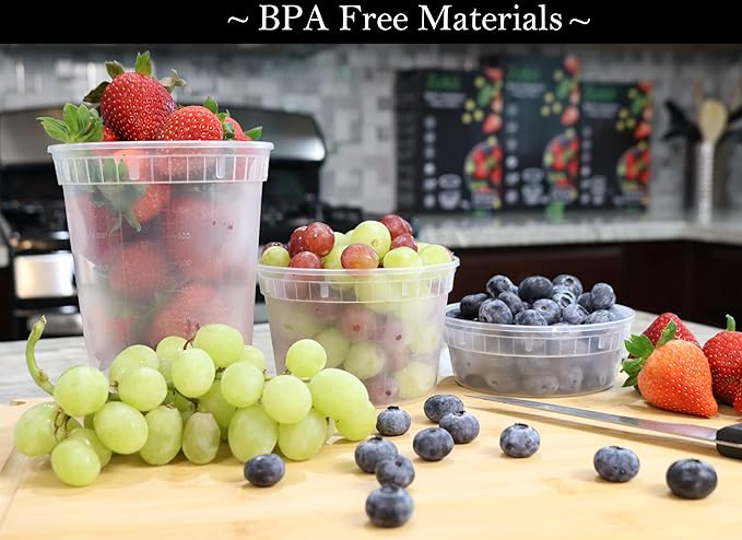 Zekii EXTRA THICK Deli Containers with Lids, Soup Containers w/Lids Airtight, 24Sets 32oz, Disposable, BPA Free, Takeout soup Cups, Meal Prep, Food Storage w/Measurements