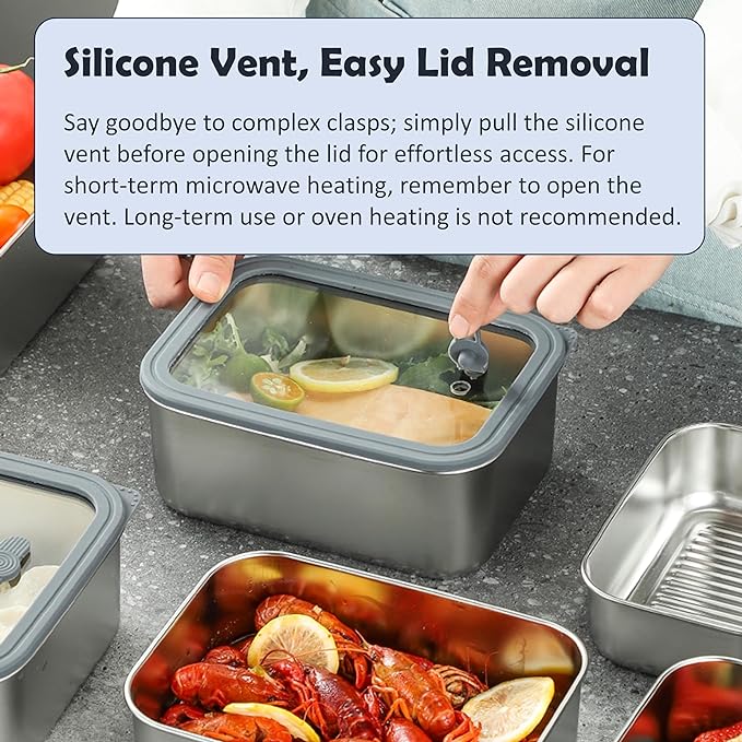 Stainless steel food storage containers leak proof & airtight lids for Kitchen,stainless steel bowl,meal prep lunch box,freezer and microwave safe (Blue)