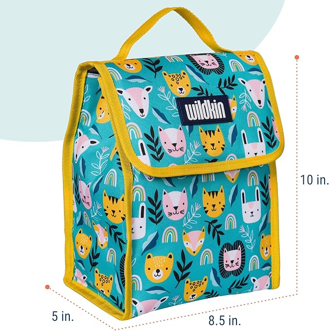 Wildkin Kids Insulated Lunch Bag – Reusable, Ideal for Hot/Cold Snacks, School & Travel - Party Animals