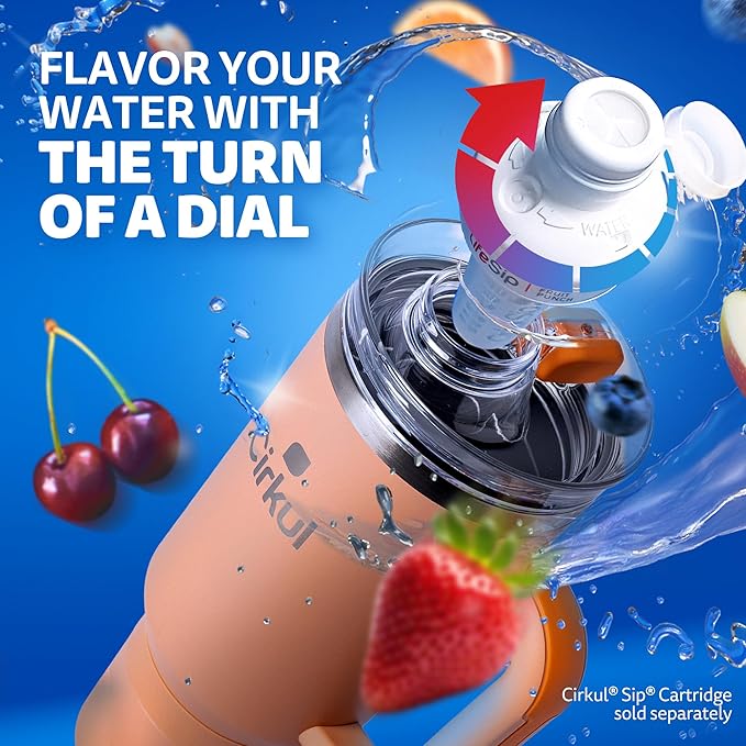 Cirkul 40oz. Apricot Stainless Steel Tumbler with Handle, All-Day StrawSip™, Double-Wall Insulated