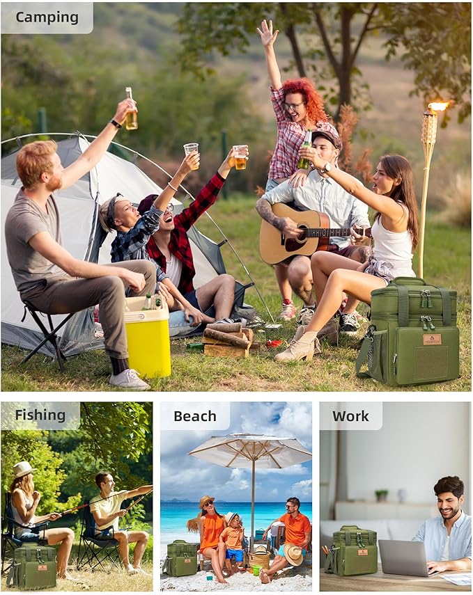 Tactical Lunch Box, Large Expandable Insulated Lunch Bag, Durable Leakproof Cooler Bag for Men/Women/Adults/Work Office Outdoor Picnic Trip,15 L, Army Green, HSHRISH