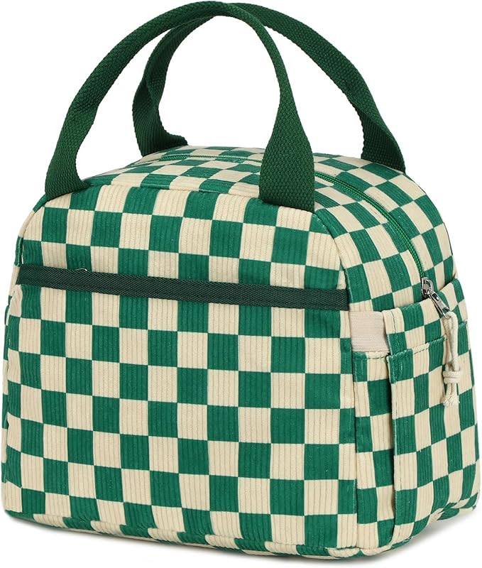 Bluboon Lunch Box for Women men Insulated Cute Corduroy Lunch bag, Reusable Cooler Bag for Work, Picnic, Travel
