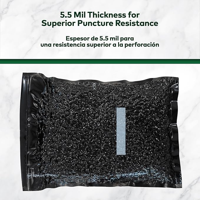 Vacuum Seal Rolls 11" x 25' 2 Pack (50 Feet Total) (Black and Black) 5.5 Mil - BPA Free Commerical Grade Food Saver for Storage, Sous Vide, and Meal Prep Sealer Bag