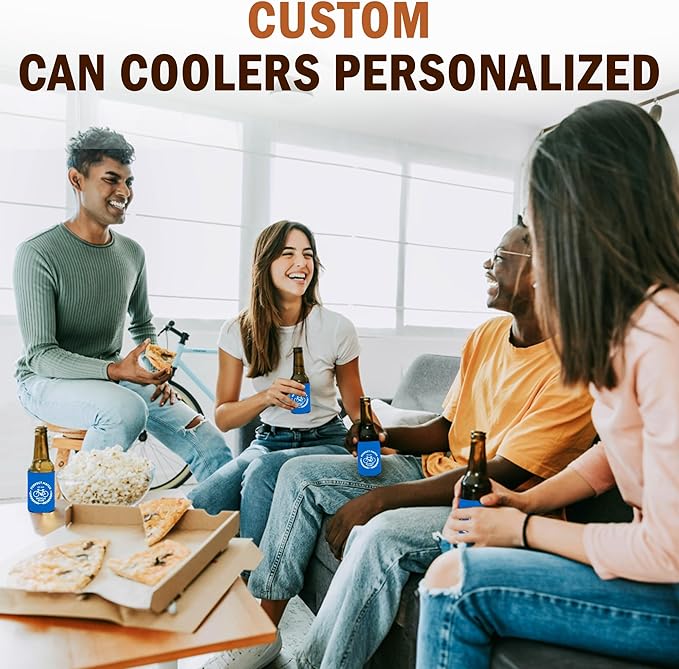 20-1000 Packs Custom Can Coozies Bulk, Personalized Coolers Sleeves with Photo Text Logo, Foldable Portable Gifts for Weddings, Birthdays, Bachelor Party (Regular – 12 OZ)