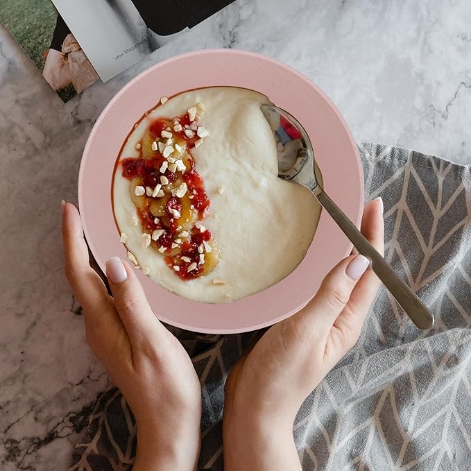 Wrova Wheat Straw Bowl Sets,6 PCS Unbreakable Cereal Bowl 36 OZ,Microwave and Dishwasher Safe Bowls,Kitchen Bowls BPA Free for Serving Soup,Oatmeal and Salad （Sakura）