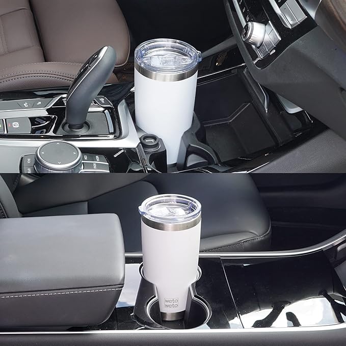 WETOWETO 20oz Insulated Stainless Steel Tumbler, Double Wall Vacuum Leak-proof Travel Coffee Mug, Powder Coated Water Cup (White, 1 Pack)