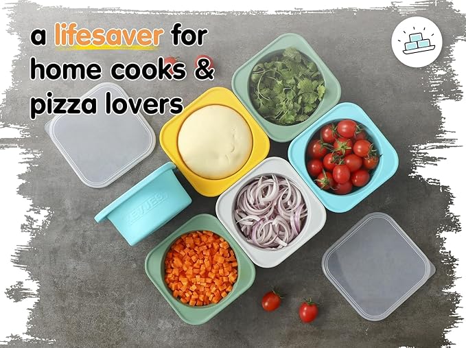 1000ml PLUS Individual Pizza Dough Proofing Containers with Airtight Lids – Food Grade Silicone, Freezer/Dishwasher Safe –Neapolitan Dough Rising & Fermentation – 2 Pack (Space Grey)