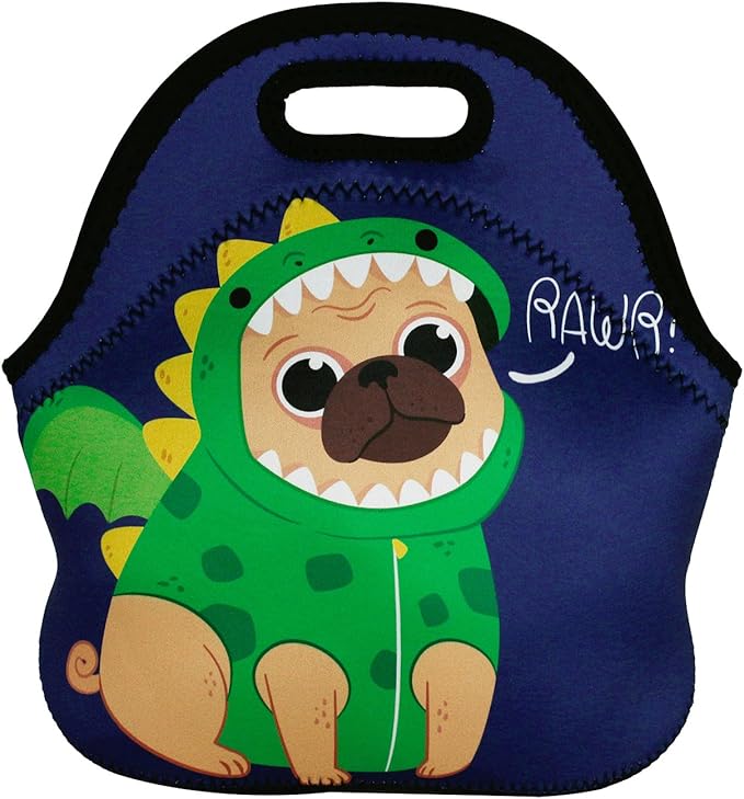 Violet Mist Womens Cute Reusable Neoprene Lunch Bag Insulated Lunch Box Dinosaur Thermal Blue lunch bags Waterproof lunchbags Animal Food Handbags Travel Work Gift for Women Men Adult Dinosaur Lover