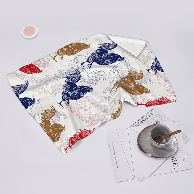 Rooster Chicken Kitchen Towel Set of 2 Soft Absorbent Decorative Hand Towels Farmhouse Kitchen Decor Tea Towels Farmhouse Dish Towels for Kitchen Drying Bathroom Holiday Home Decor 16"x24"