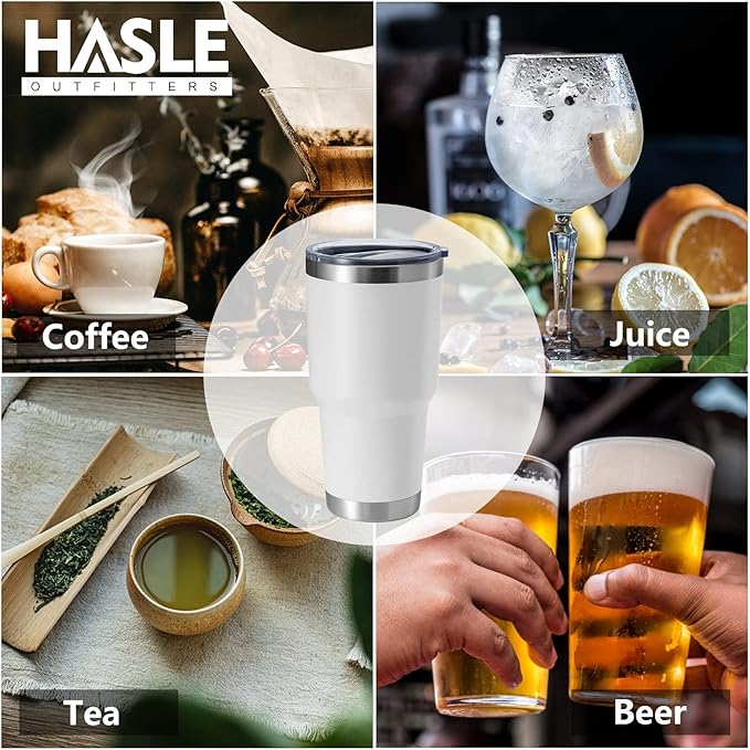 HASLE OUTFITTERS 30oz Stainless Steel Tumbler, Double Wall Vacuum Insulated Travel Mug Tumbler, Durable Insulated Coffee Mug, Gift Box Set （Glacier, 8