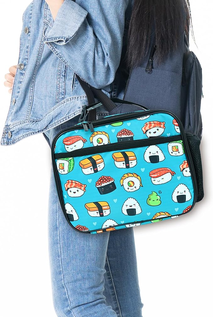 Sushi Lunch Box Insulated Reusable Lunch Bag Tote Cooler for Women Men Boy Girl School Work Office Picnic
