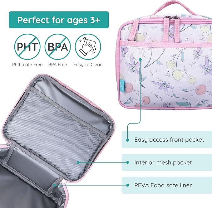 Wildkin JumpOff Jo Insulated Lunch Box – Durable, Reusable for Kids – Fairy Blossom