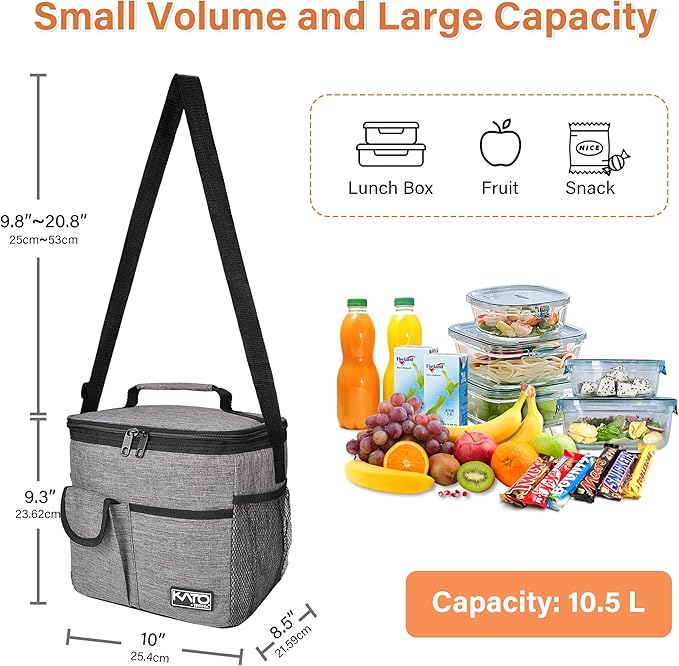 Tirrinia Insulated Large Lunch Bag for Women Men, Leakproof Lunch Box Containers for Adults, Work, School, Soft Lunchbox for Kids, Boys, Adult Cooler Bag for Picnic, Hiking,Beach
