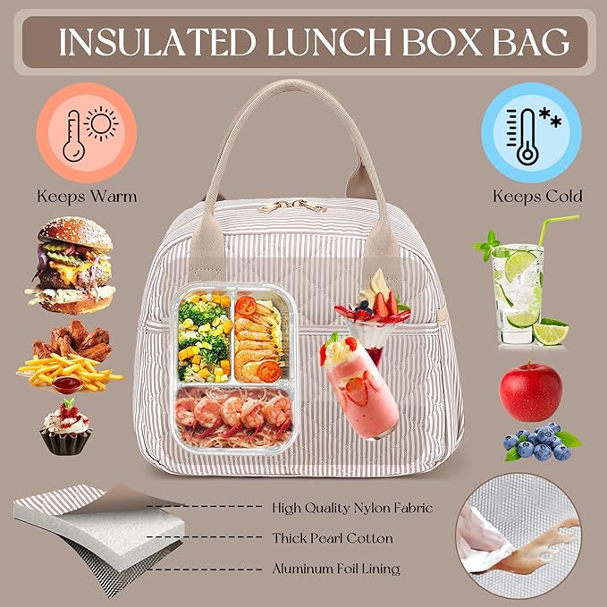 CAMTOP Lunch Box for Women Men Insulated Lunch Bag Lunch Tote Bag Leakproof Thermal Cooler Large Capacity for Travel Work School Picnic