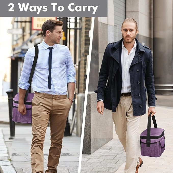 Tirrinia Insulated Lunch Bag for Women Men, Leakproof Lunch Box Containers for Adult, Work, School, Soft Lunchbox for Kids,Boys, Adult Cooler Bag for Picnic Hiking Beach,Purple