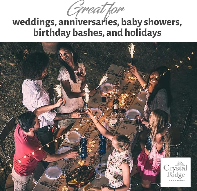 120-Piece Dinner Plastic Plates Set Premium 120 Dinner Plates, Disposable Plates for Party - White Plastic Wedding Plates with Blue Rim