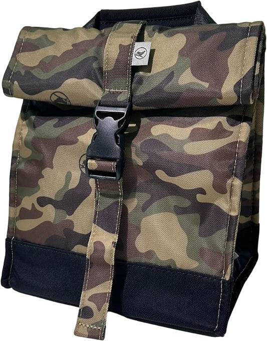 SUNNY BIRD Insulated Lunch Bag Rolltop Lunch Box Tote Bag for Women, Men, Adults and Teens (Camouflage)
