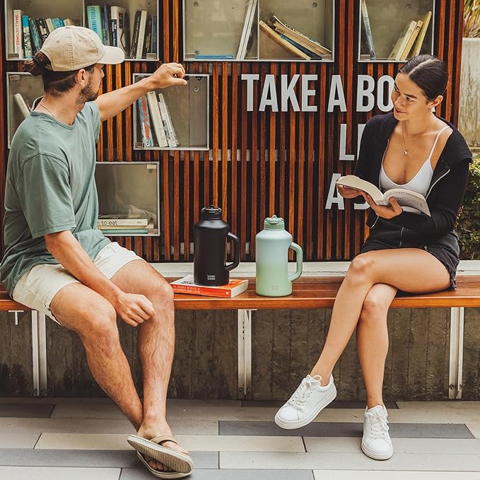 BOTTLE BOTTLE Insulated Water Bottle 64 oz with Straw and Dual-use Lid Half Gallon Jug for Men with Handle Vacuum Stainless Steel water bottle for Workout and Sports black