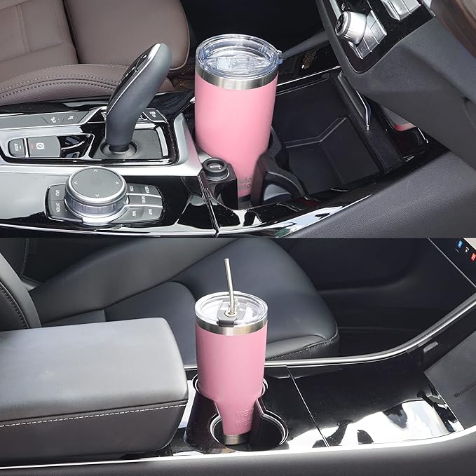 WETOWETO 20oz Tumbler with 2 lids and 2 straws, Stainless Steel Vacuum Insulated Water Coffee Tumbler Cup, Double Wall Powder Coated Spill-Proof Travel Mug Thermal Cup (Ice Pink, 1 Pack)