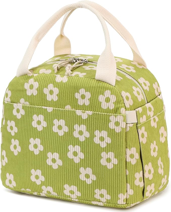 Bluboon Lunch Bag for Women Men Cute Corduroy Lunch Tote Bags Reusable Insulated Lunch Box Large Capacity Reusable Insulated Cooler for Work Picnic or Travel