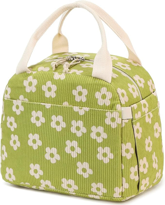 Bluboon Lunch Bag for Women Men Cute Corduroy Lunch Tote Bags Reusable Insulated Lunch Box Large Capacity Reusable Insulated Cooler for Work Picnic or Travel