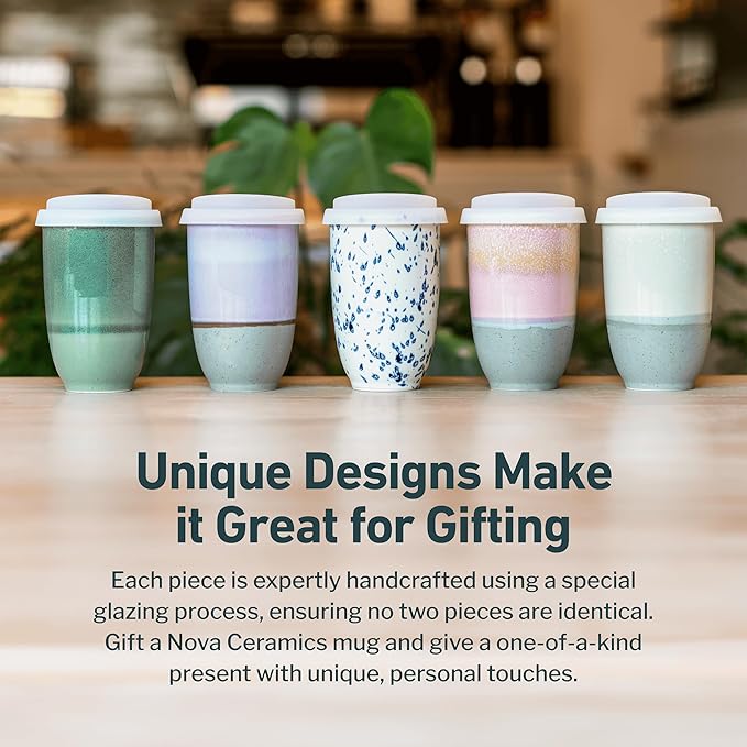 Travel Mug – Coffee Travel Mug – Reusable Coffee Cup Unique to Go Mug – Microwave & Dishwasher Safe Coffee White Tumbler - Gifts for Women Men Him Her – 12oz – Sea Mist