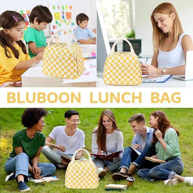 Bluboon Lunch Box for Women men Insulated Cute Corduroy Lunch bag, Reusable Cooler Bag for Work, Picnic, Travel