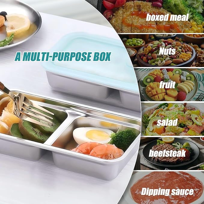 4 Pack Stainless Steel Snack Containers, Stainless Steel Snack Containers With Lids, Lunch Box Containers For Travel, Outdoor Camping And Daily Use