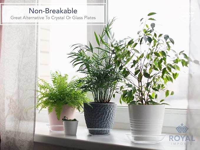 Royal Imports 10" Clear Plastic Saucer Plant Drip Tray, Deep Pie Plate, Floral Flower Dish, Wedding, Party, Home and Holiday Decor, 6 Pack