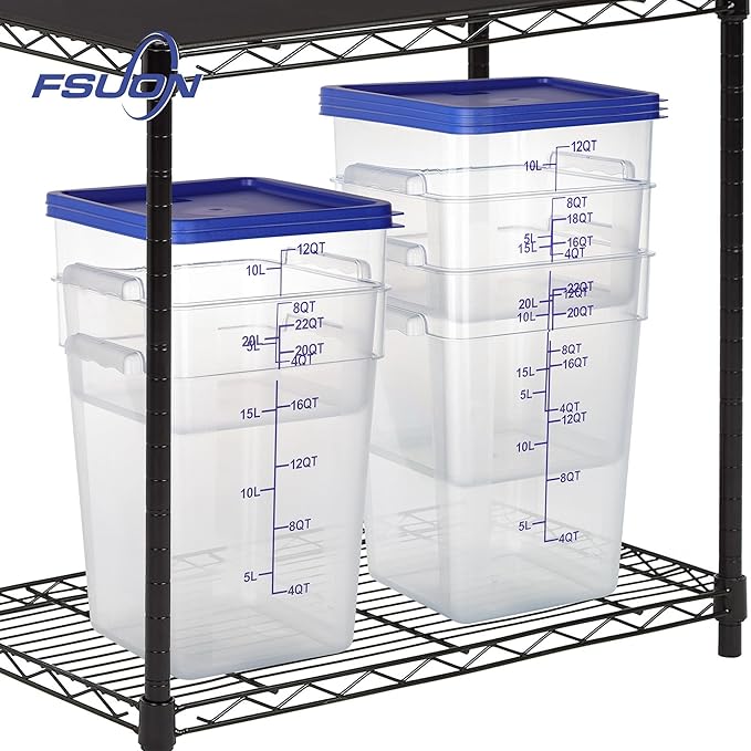4 Pack Clear Food Storage Containers with Lids and Handles Polycarbonate Square Commercial Food Containers, NSF (18Qt)