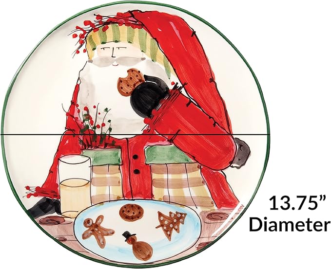 Vietri Old St. Nick Cookie Platter, Handmade Earthenware Serving Plate