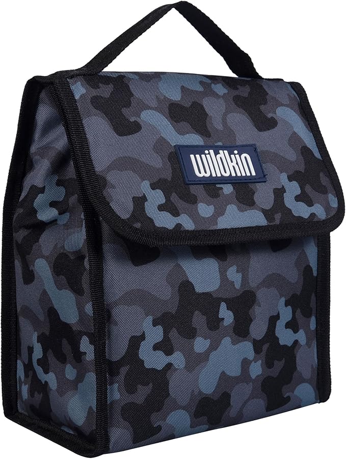 Wildkin Kids Insulated Lunch Bag – Reusable, Ideal for Hot/Cold Snacks, School & Travel - Black Camo