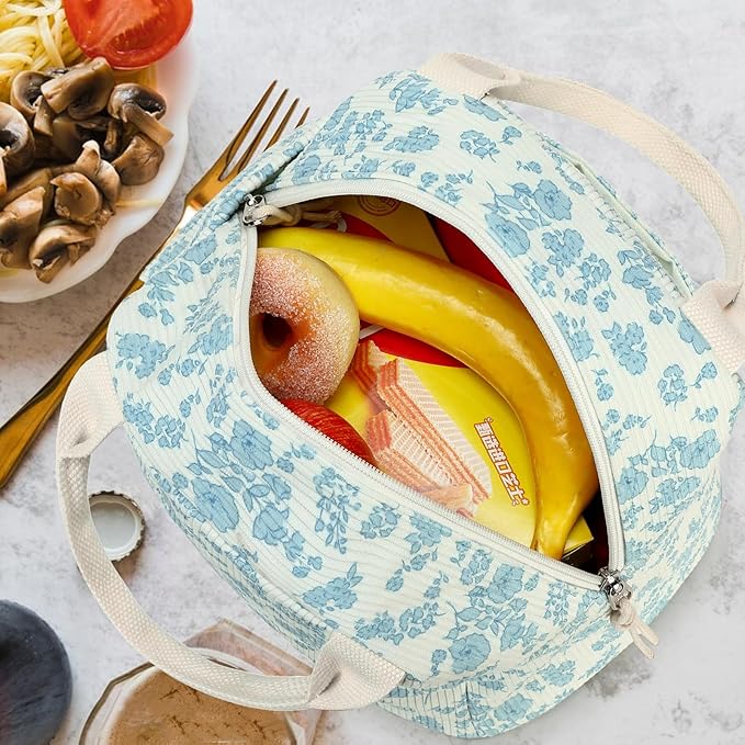 Bluboon Lunch Bag for Women Men Cute Corduroy Lunch Tote Bags Reusable Insulated Lunch Box Large Capacity Reusable Insulated Cooler for Work Picnic or Travel