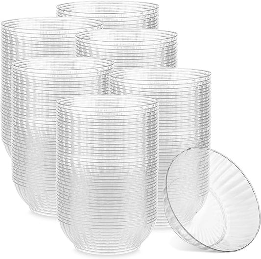 PLASTICPRO 240 Pack Crystal Like Clear Disposable Plastic Plates Dinner Dishes 10 ounce Bowls for Special Occasions Parties