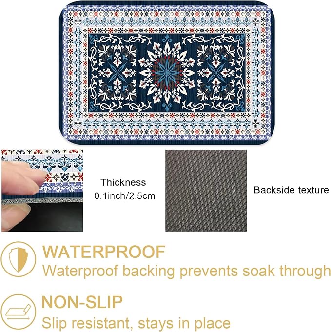 Boho Geometric Rug Dish Drying Mats Super Absorbent Dish Drainer Rack Pad Non-Slip Drying Mat for Kitchen Counter, 24"x16"