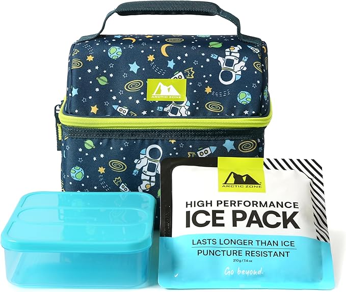 Arctic Zone Kids Lunch Bucket Combo with 210g Ice Pack and Sandwich Container, Space Odyssey