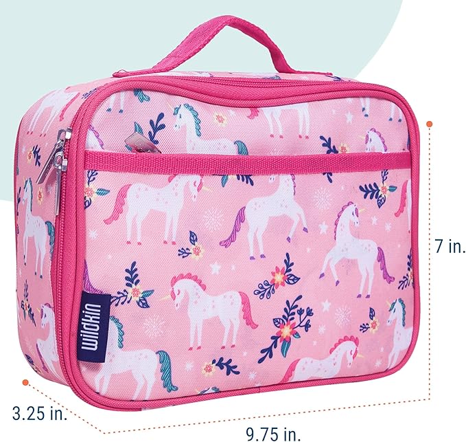 Wildkin Kids Insulated Lunch Box – Durable and Reusable for School & Travel - Magical Unicorns