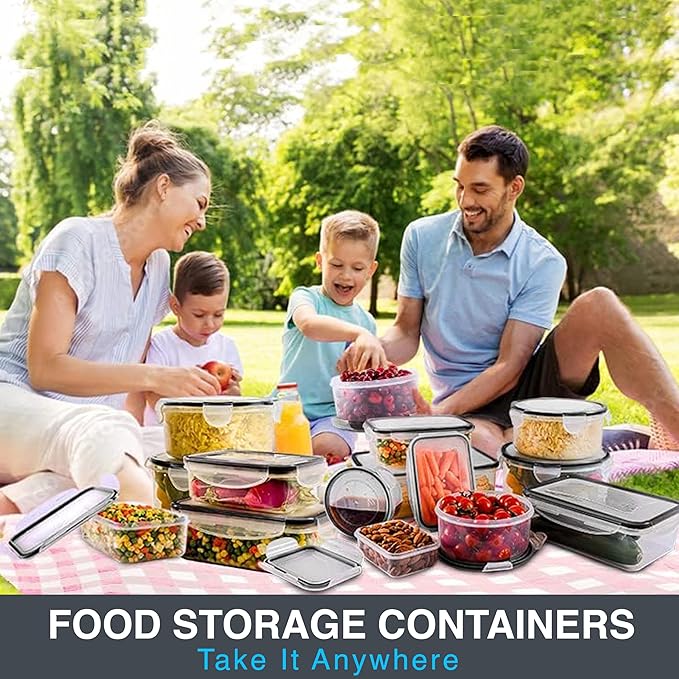 RFAQK 60 Pcs Food Storage Containers with Lids Airtight-75 OZ to 1.2 OZ (30 Containers & 30 Lids) 100% BPA-Free Clear Plastic Reusable Meal-Prep Containers for Fruit Storage