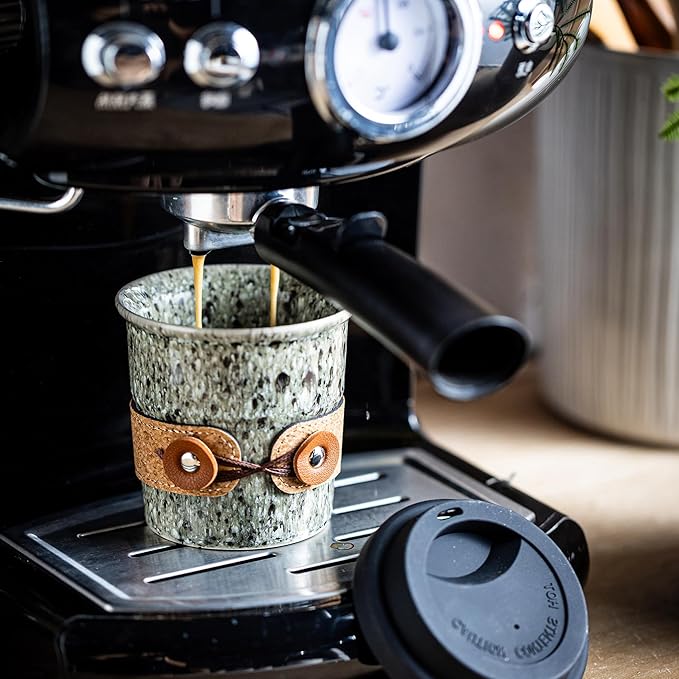 Travel Coffee Mug, Reusable Coffee Cup with Lid, Microwave & Dishwasher Safe, Camp Mug with Spill Proof Lid, Ceramic Camp Tumbler for Men and Women, 8.5oz